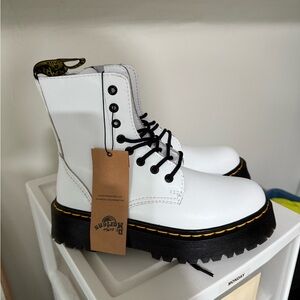 Dr. Martens White Leather Boots Jadon Platform- read description